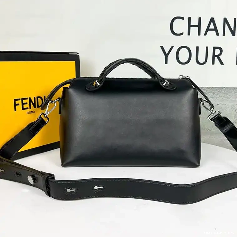 Cheap Bag Boston Way Logo Leather Fendi Black By ROMA Medium In Calf The 0530